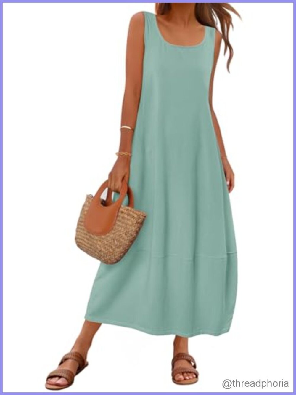 Women's Boho Maxi Sundress Summer Beach Dress Scoop Neck Sleeveless Loose Tank